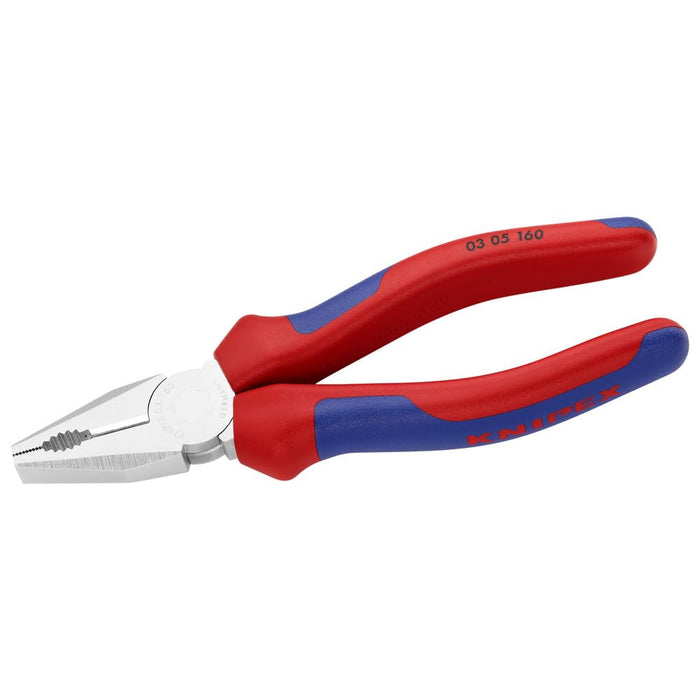 Knipex 03 05 160 Combination Pliers Chrome-Plated, with Multi-Component Grips 160 mm