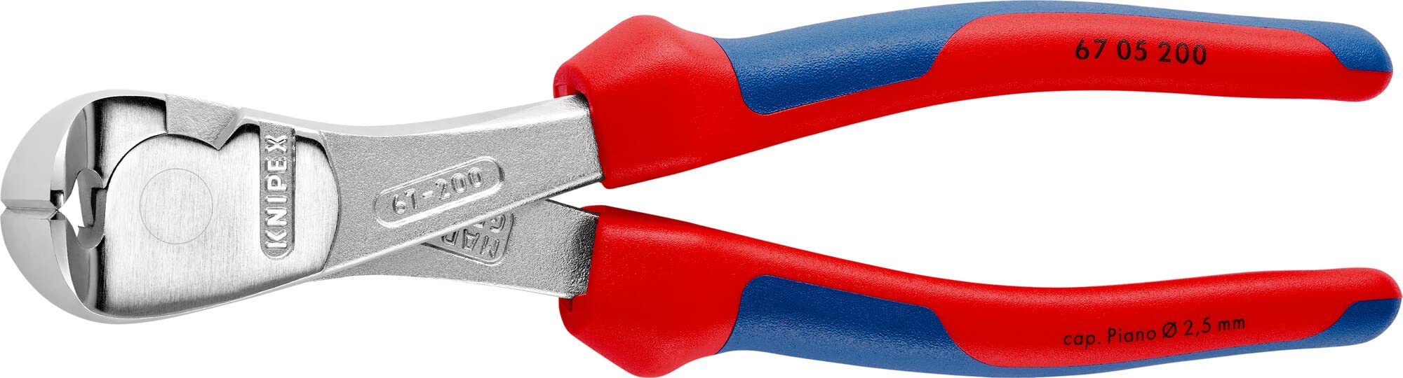 Knipex 67 05 200 High Leverage End Cutting Nippers 7, 87" with Soft Handle