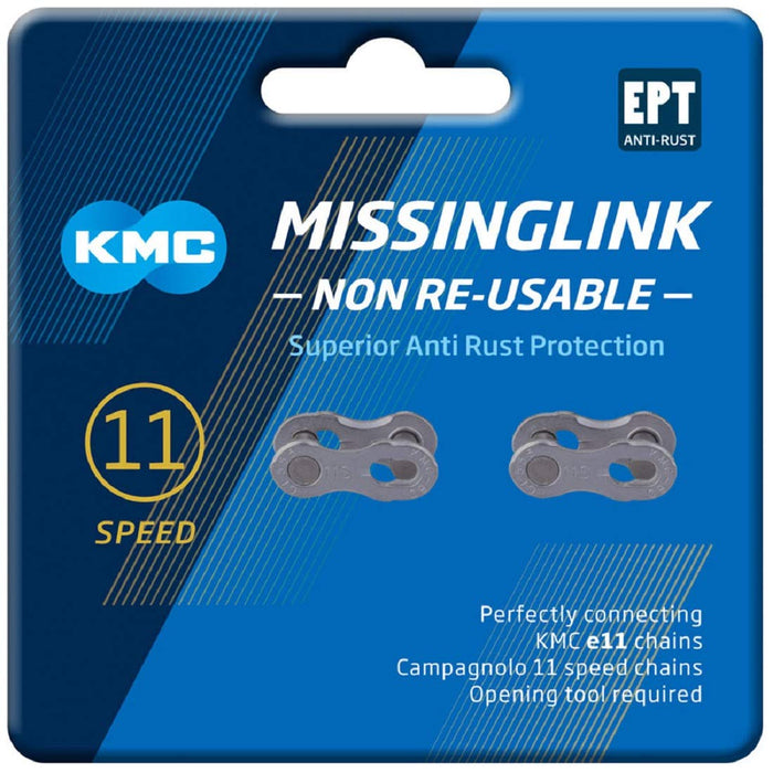 KMC Unisex's 11 Speed EPT MissingLink Joining Link, Dark Silver, 2 Pairs