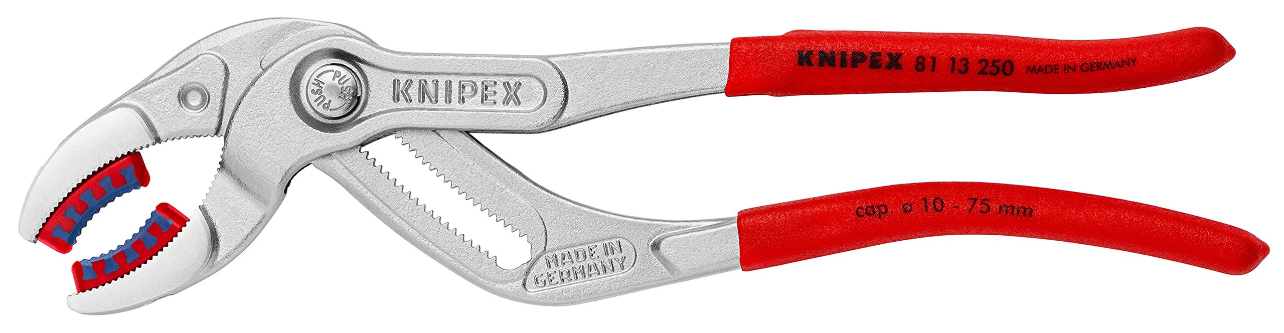 Knipex 81 13 250 Siphon & Connector Pliers 9, 84" with Plastic Jaws Chrome Plated
