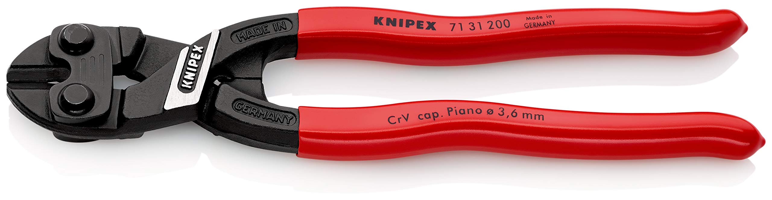 Knipex 71 31 200 8" Cobolt Compact Bolt Cutter w/Recess, Plastic Grip
