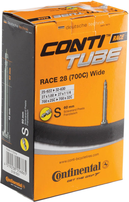 Continental 60mm Presta Valve Tube, Black, 700 x 25-32cc