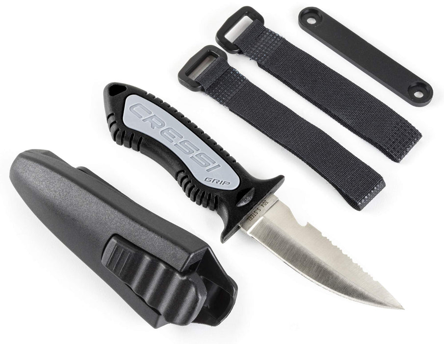 Cressi Grip Diving Knives, Black/Grey, Pointed Tip, 17.4 cm