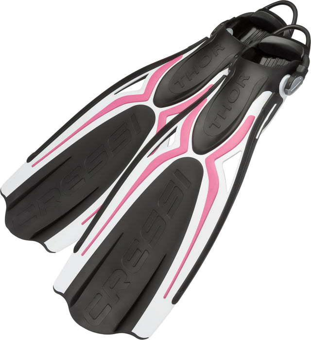 Cressi Thor EBS Adjustable Open Heel Fins, Pink, S/M