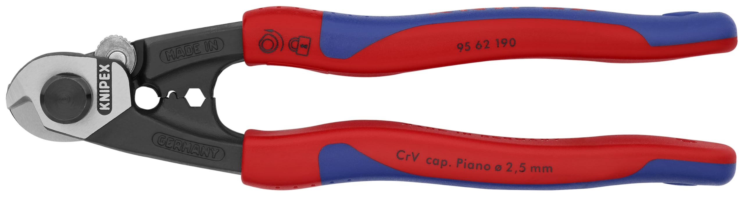 Knipex - Wire Rope Cutters, Multi-Component (9562190), 7 1/4-Inch, Comfort Grip