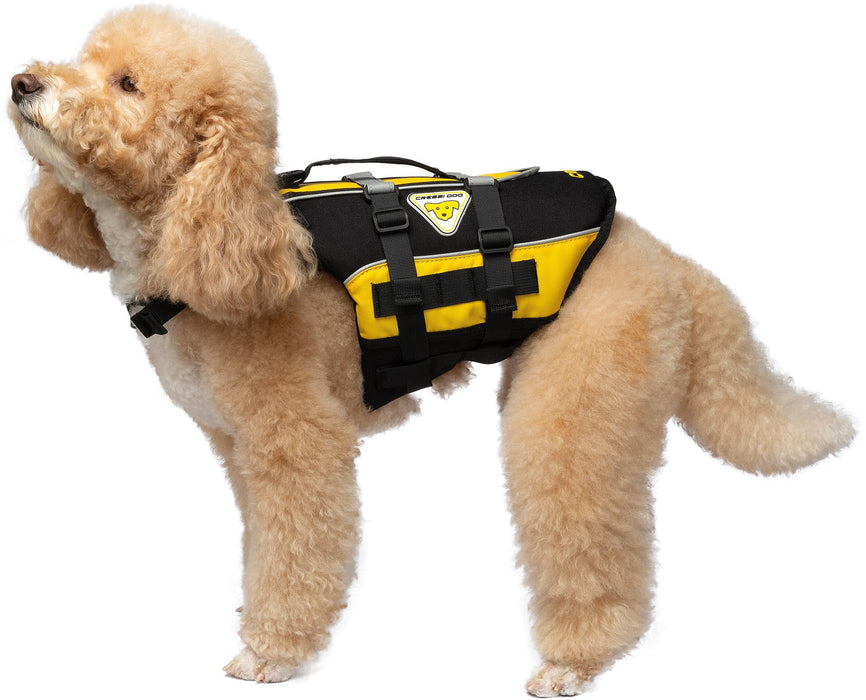 Cressi DLJ Dog Life Jacket Dog Life Jackets, Black/Yellow, 3XS