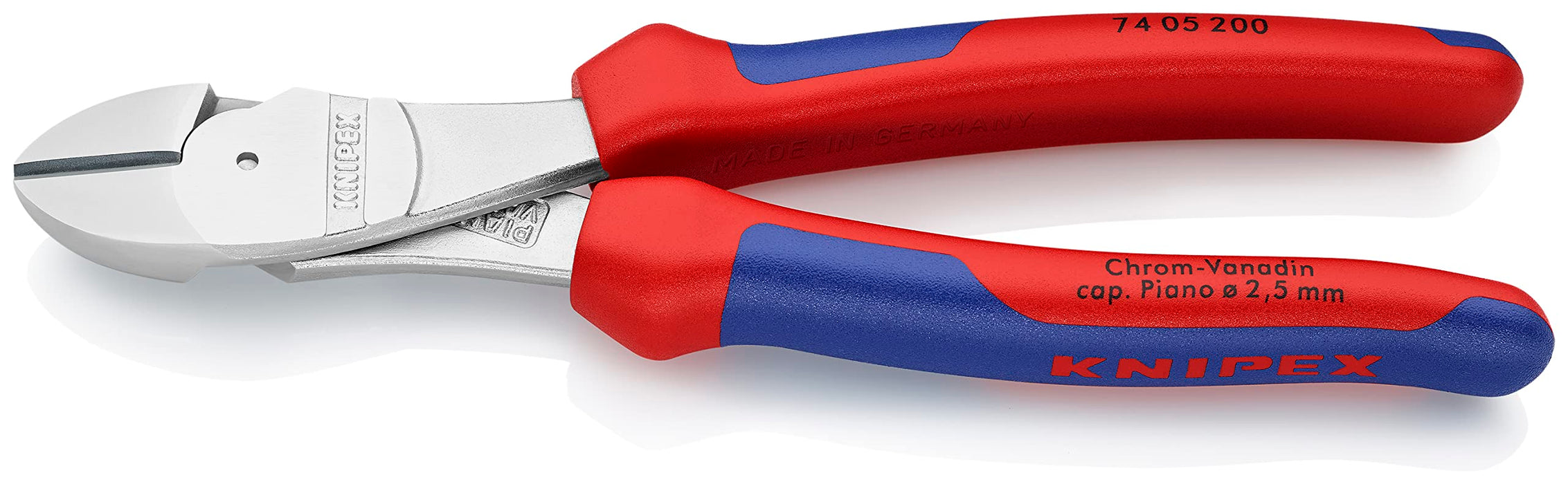 Knipex 74 05 200 High Leverage Diagonal Cutter Chrome-Plated, with Multi-Component Grips 200 mm