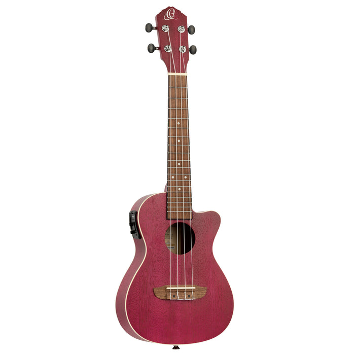 ORTEGA Earth Series Concert Preamp Ukulele 4 String - Raspberry Red