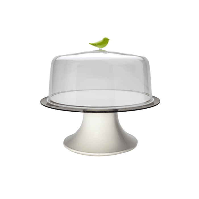 Qualy Sparrow cake platter white and green 10189-GN