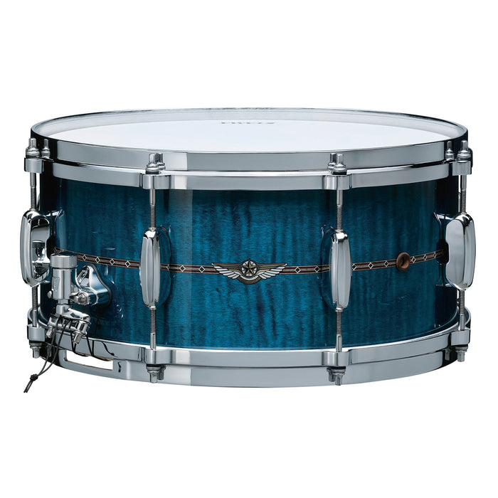 TAMA STAR Maple Snare Drum 13" x 6" - Ocean Blue Curly Maple/Chrome HW - Outside Inlay