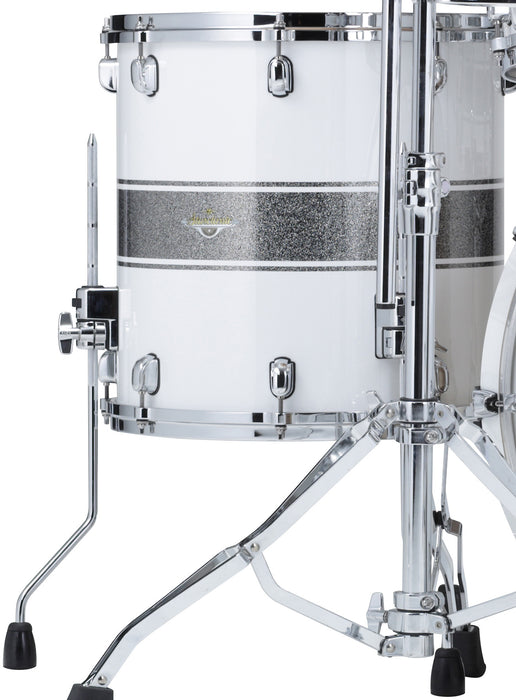 TAMA Starclassic Maple Lacquer Floor Tom 14" x 12" - Silver Snow Racing Stripe/Chrome HW