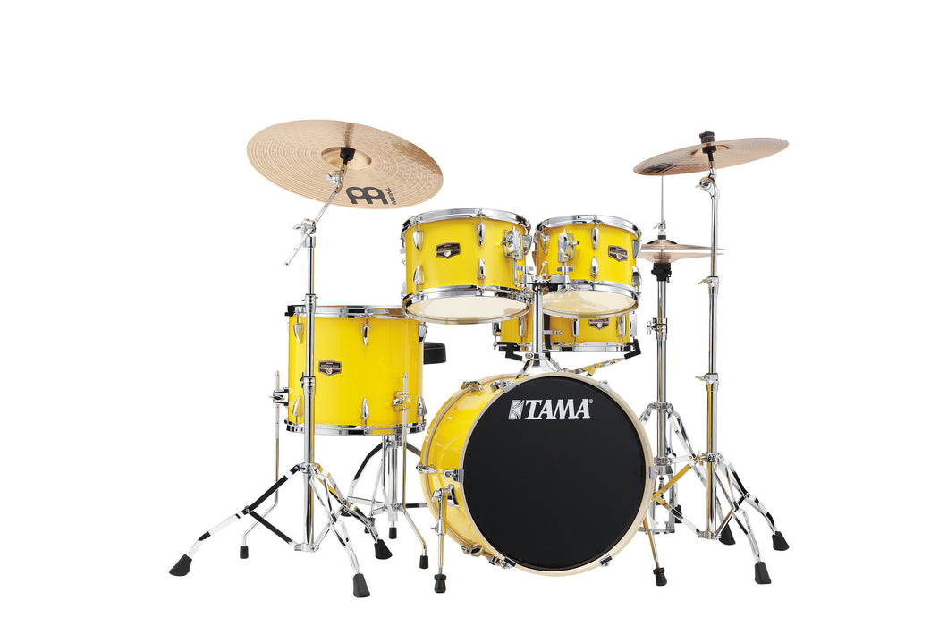 TAMA Imperialstar Drum Set 5 pcs - Electric Yellow/Chrome HW + MEINL Cymbals HCS Cymbal Kit/Stage Master Double-Braced Hardware Kit