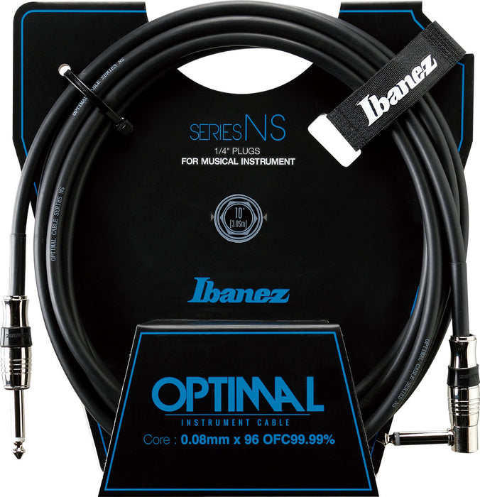 IBANEZ NS Series Guitar instrument cable - Straight / Right Angle - male - male, black - 3,05 m / 10 ft