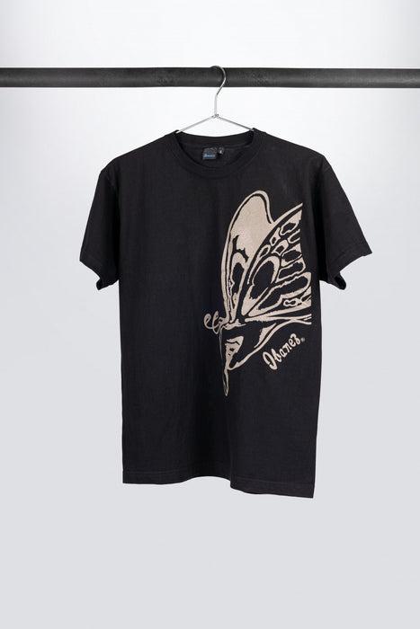 Black Ibanez t-shirt with grey "Retro Butterfly" frontprint