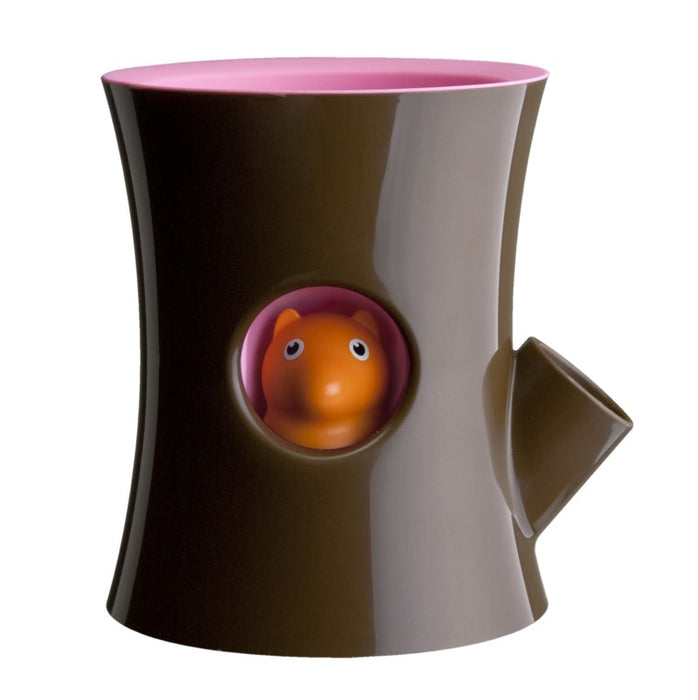 Qualy Log&amp;Squirrel brown and pink flower pot 10075-BN-PK