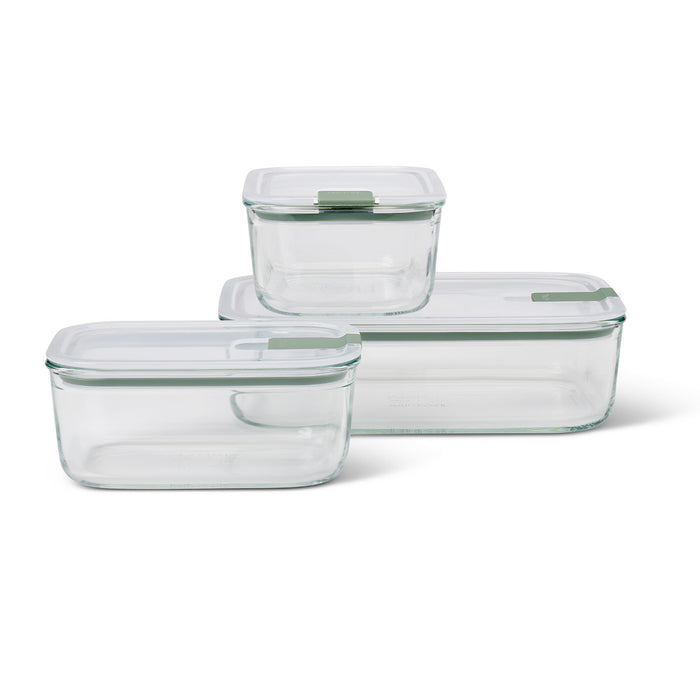 Mepal Set of 3 EasyClip 2x700ml 1500ml glass food containers Nordic Sage 106185094700