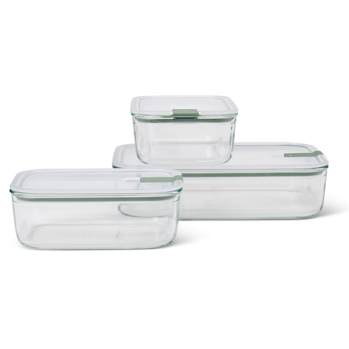 Mepal Set of 3 EasyClip 2x1000ml 2250ml glass food containers Nordic Sage 106186094700
