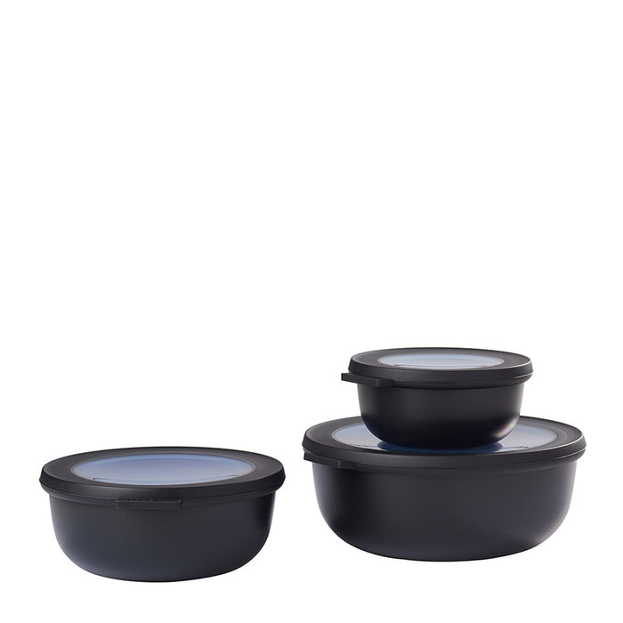 Mepal Set of 3 Cirqula round bowls 350 750 1250 Nordic Black 106230041100