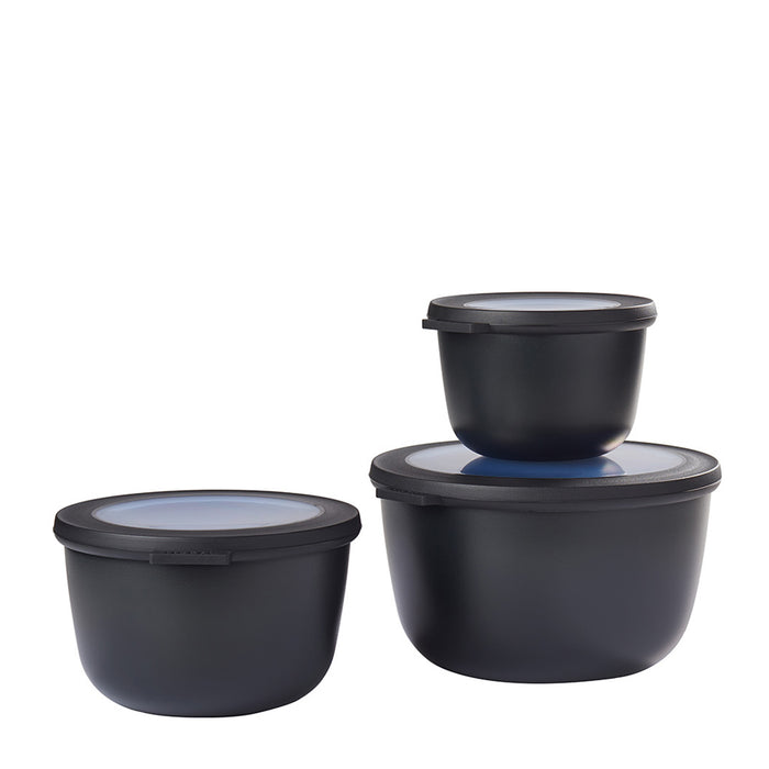 Mepal Set of 3 Cirqula round bowls 500 1000 2000 Nordic Black 106231041100