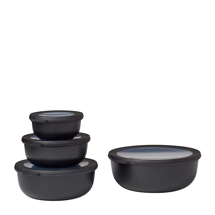 Mepal Set of 4 Cirqula round bowls 350 750 1250 2250 Nordic Black 106232041100