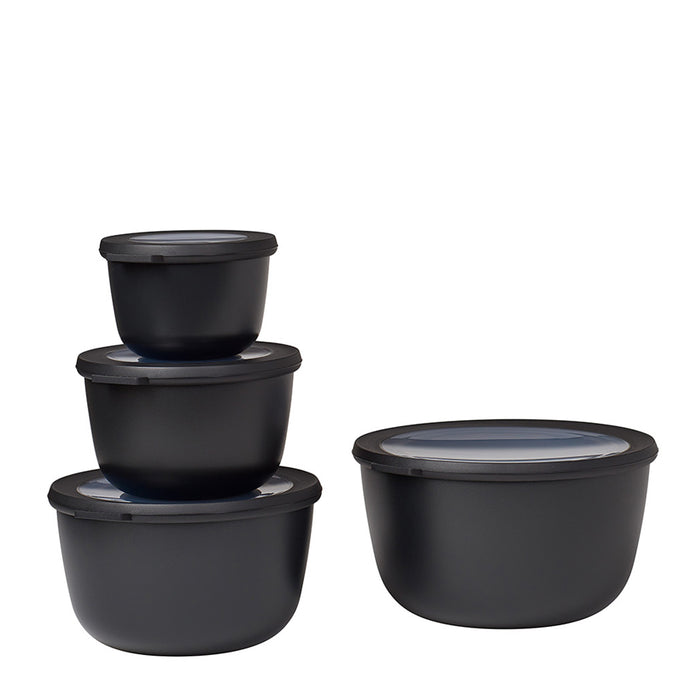 Mepal Set of 4 Cirqula round bowls 500 1000 2000 3000 black 106233041100
