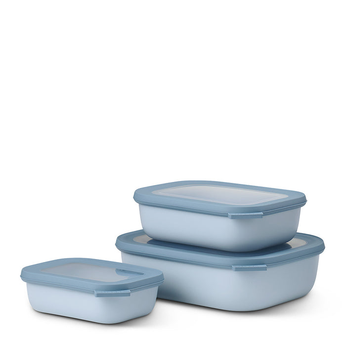 Mepal Set of 3 Cirqula rectangular bowls 500 1000 2000 Blue 106270015700