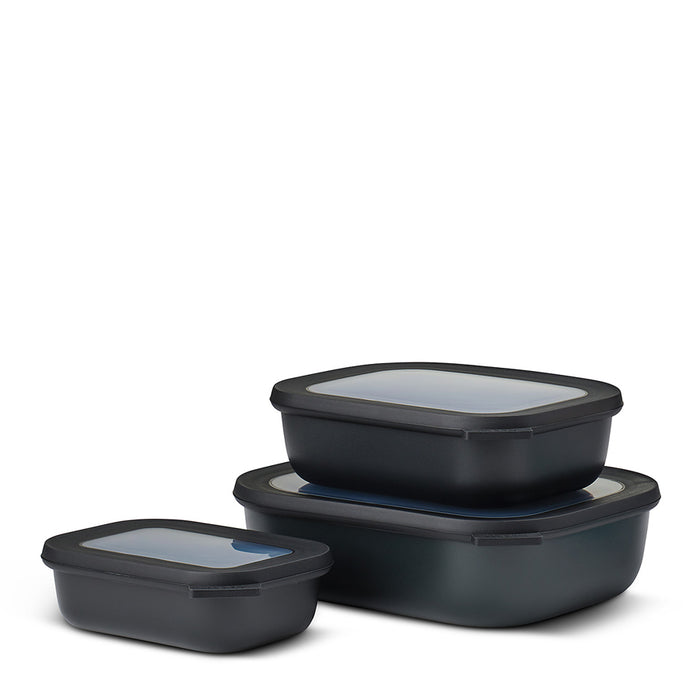 Mepal Set of 3 Cirqula rectangular bowls 500 1000 2000 Black 106270041100