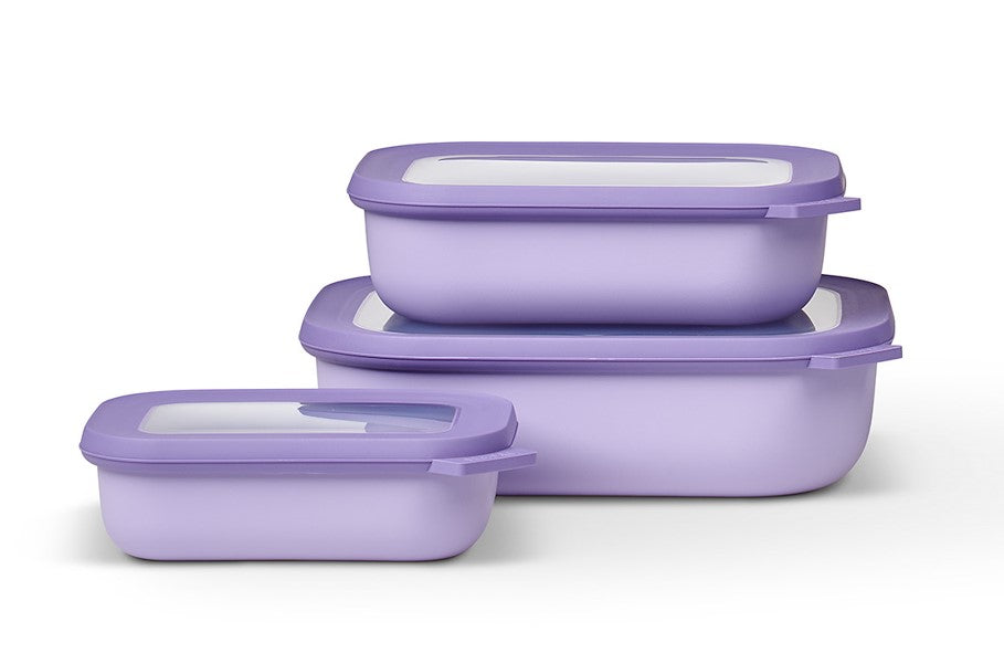 Mepal Set of 3 Cirqula Rectangular Bowls 500 1000 2000 Nordic Lilac 106270074600