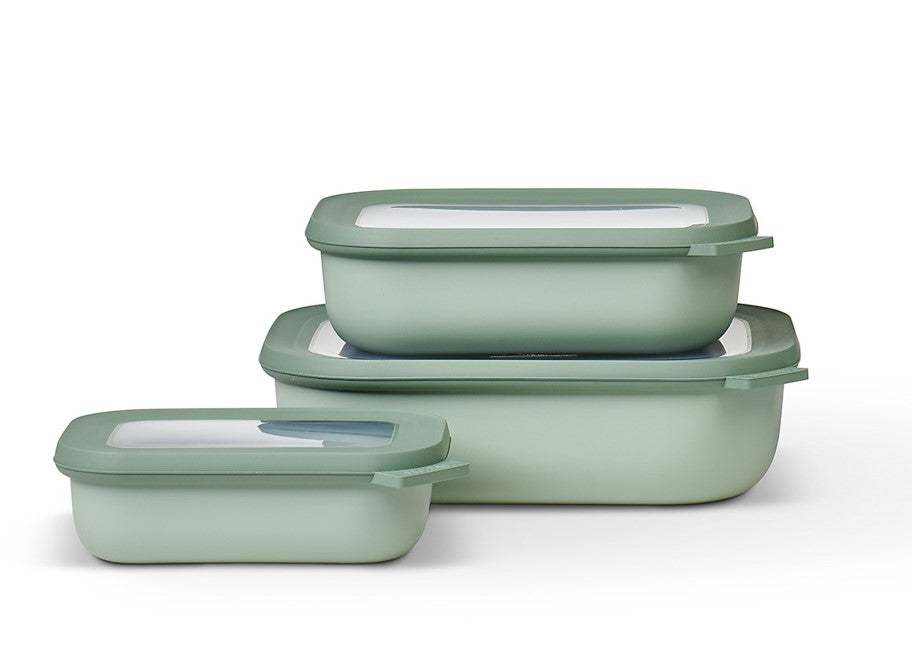 Mepal Set of 3 Cirqula rectangular bowls 500 1000 2000 Nordic Jade 106270094700