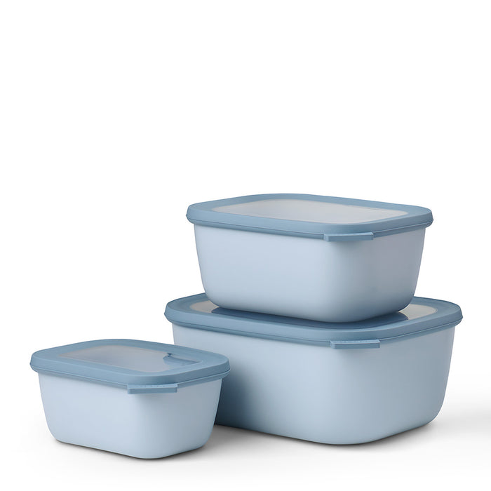 Mepal Set of 3 Cirqula rectangular bowls 750 1500 3000 Nordic Blue 106271015700