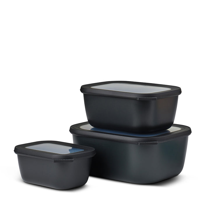 Mepal Set of 3 Cirqula rectangular bowls 750 1500 3000 Black 106271041100
