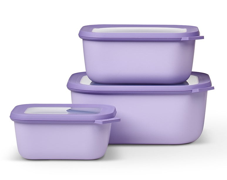 Mepal Set of 3 Cirqula Rectangular Bowls 750 1500 3000 Nordic Lilac 106271074600