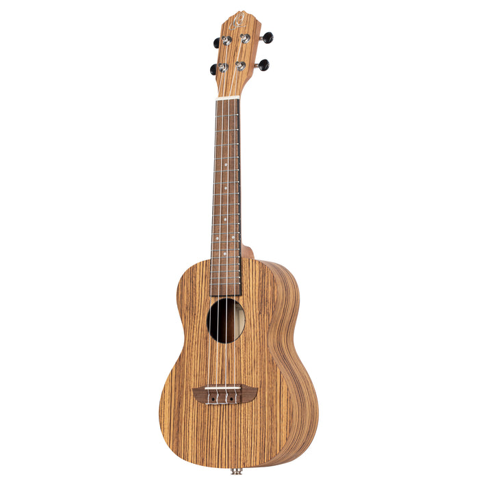 ORTEGA Timber Series Concert Preamp Ukulele 4 String Lefty - Zebrawood Natural + Bag