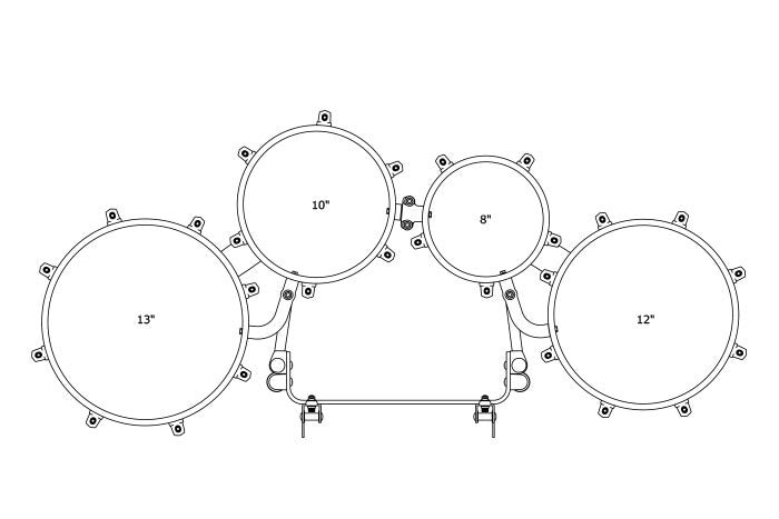 TAMA Fieldstar Rudiment Marching Tenor Drum small quad 8" / 10" / 12" / 13" - Dark Cherry Fade/Chrome HW