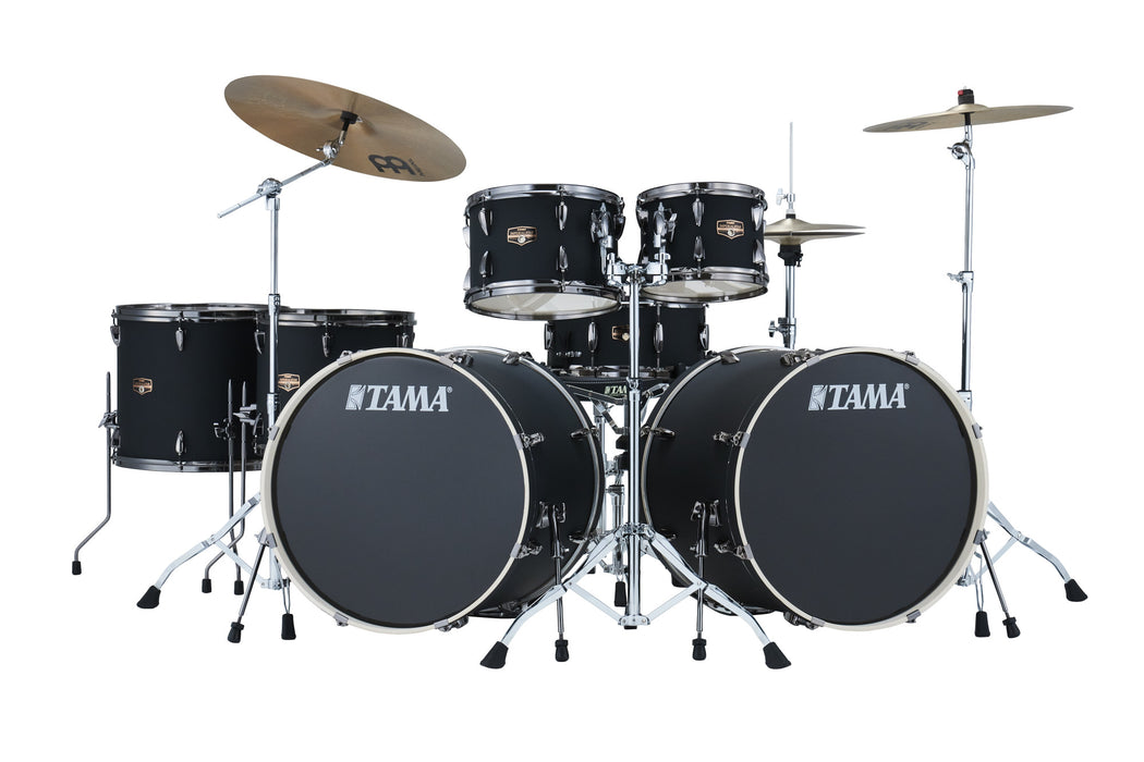 TAMA Imperialstar Drum Set 7 pcs - Blacked Out Black/Black Nickel HW + MEINL Cymbals HCS Cymbal Kit/Stage Master Double-Braced Hardware Kit