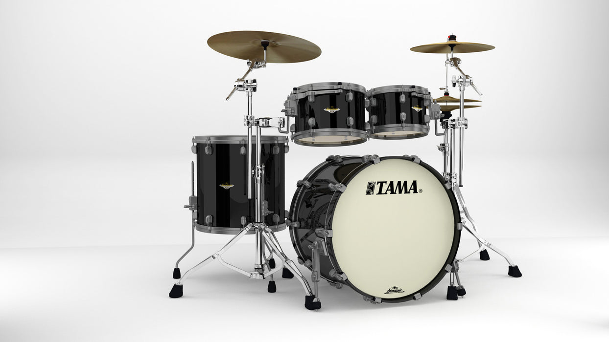 TAMA Starclassic Maple Lacquer Shell Kit 4 pcs - Piano Black/Smoked Black Nickel HW
