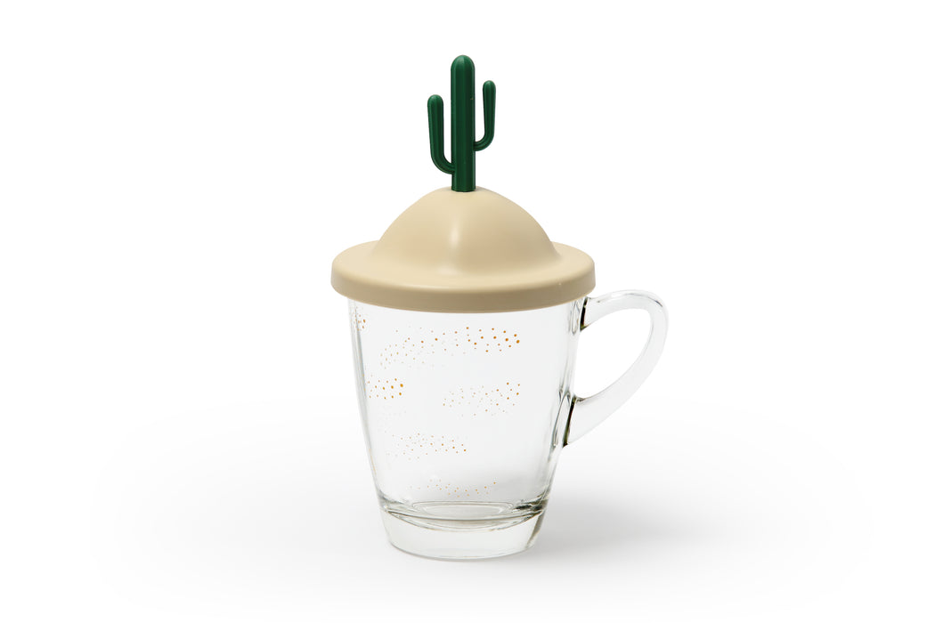 Qualy Mug with saucer Summer beige 10316-CR-GN