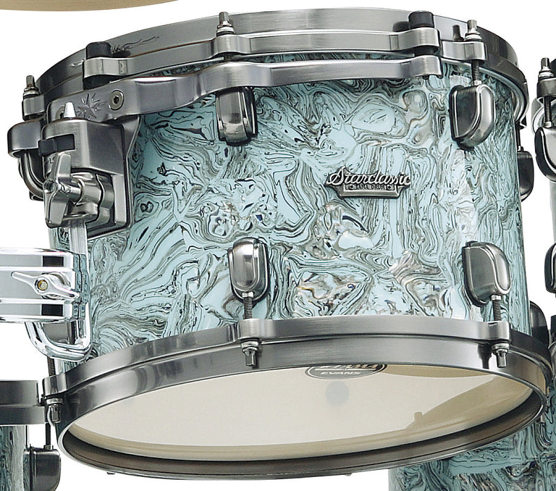 TAMA Starclassic Maple Duracover Wrap Rack Tom 14" x 12" - Sky Blue Swirl/Smoked Black Nickel HW
