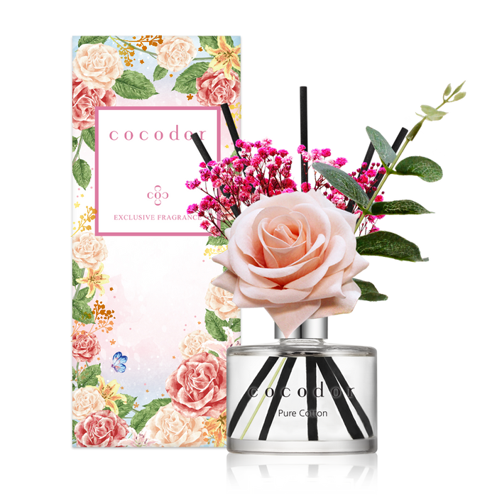 Cocodor Fragrance diffuser with sticks and real flowers Flower Rose 200 ml Pure Cotton PDI30410