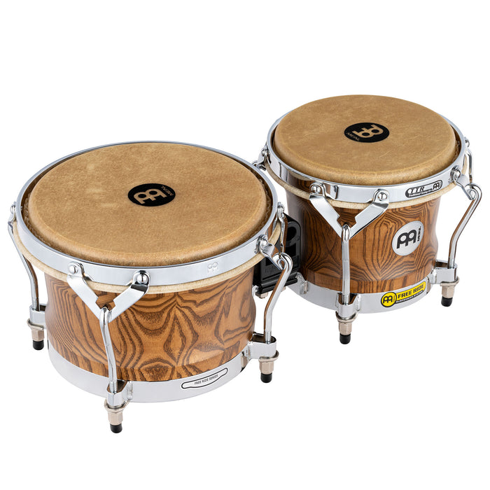 MEINL Percussion Woodcraft Series Wood Bongo 7" Macho & 9" Hembra - Zebra Finished Ash/Chrome HW