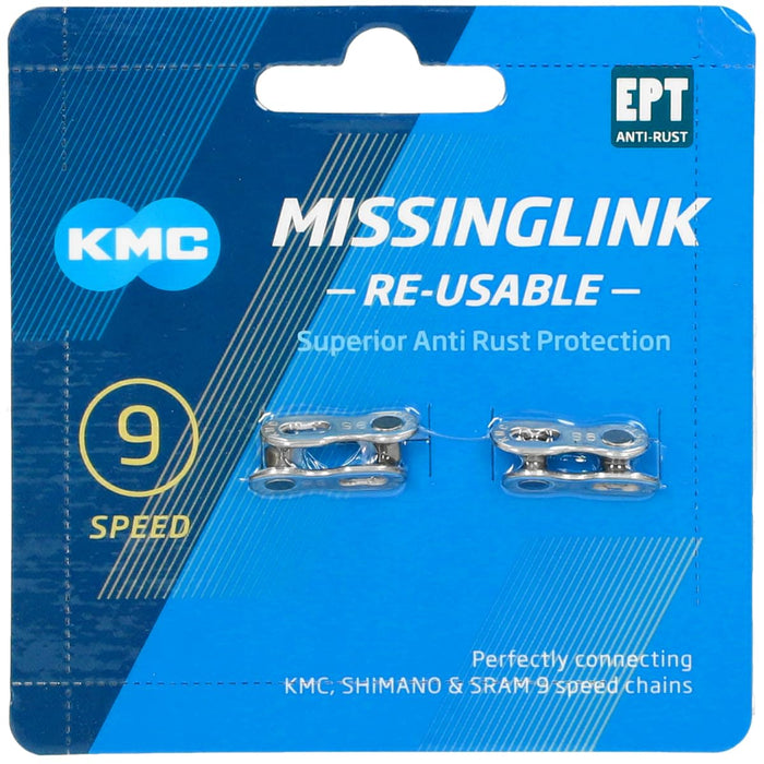 KMC 9 Speed EPT MissingLink, Dark Silver, Pack of 2