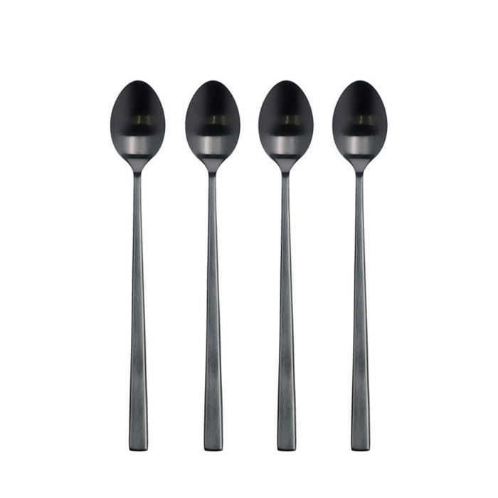 Bitz Set of 4 pieces latte spoons 20 cm Black 23282