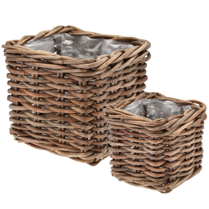 Villa Collection Rattan flower pot 2 pcs. Nature 23846