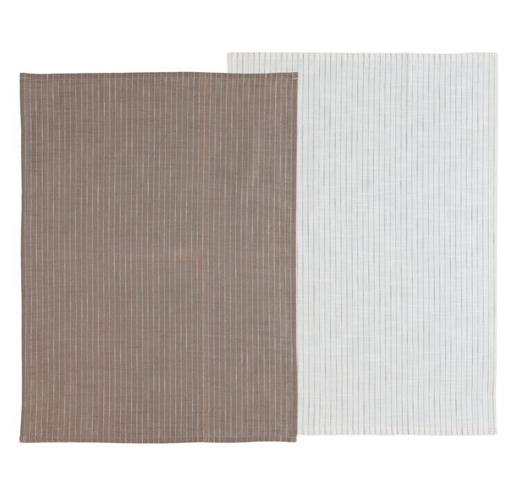 Södahl Kitchen towel set 2 pieces Line 50 x 70 cm taupe/white 25095