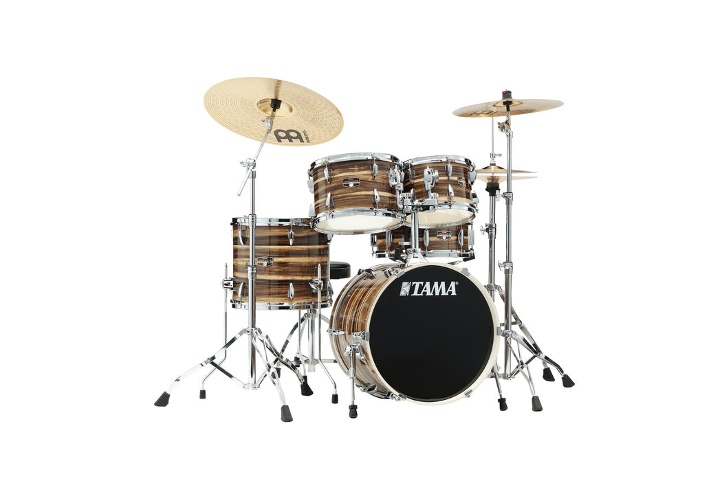 TAMA Imperialstar Drum Set 5 pcs - Coffee Teak Wrap/Chrome HW + MEINL Cymbals HCS Cymbal Kit/Stage Master Double-Braced Hardware Kit