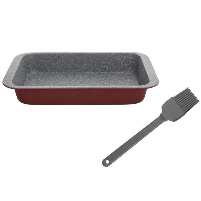 Tognana Blacha prostokД…tna bordowa 23x13cm i pД™dzelek szary 29683