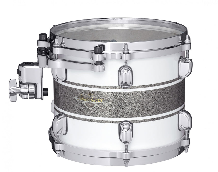 TAMA Starclassic Maple Lacquer Rack Tom 10" x 7" - Silver Snow Racing Stripe/Chrome HW