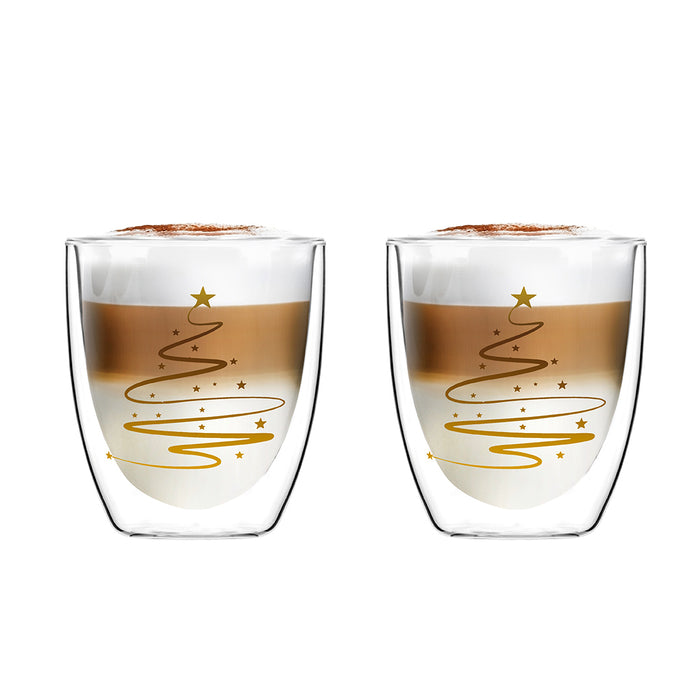 Vialli Design SET of 2 latte double wall glasses 250ml AMO XMASS 29781