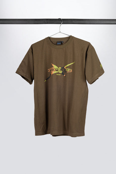 Dark green Ibanez t-shirt with camouflage "Xiphos" frontprint