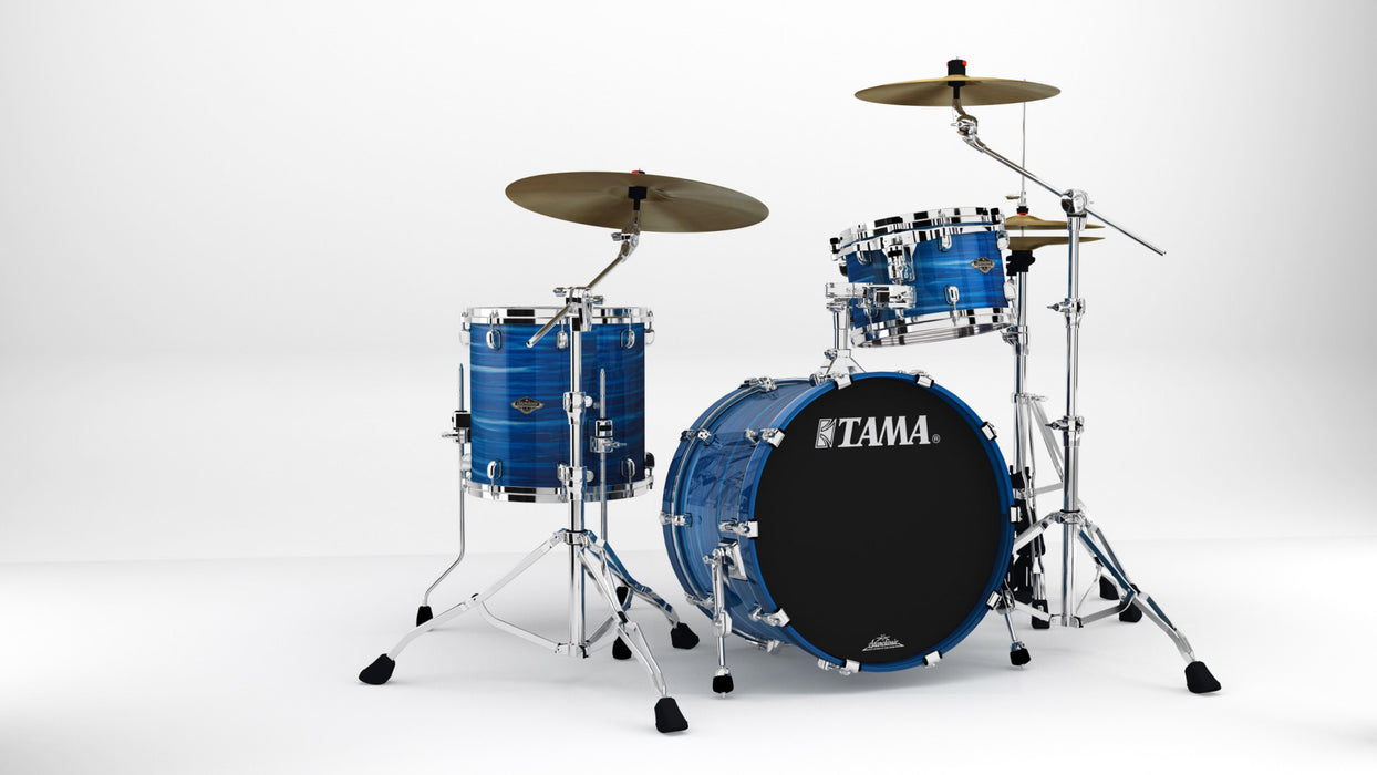 TAMA Starclassic Walnut/Birch Lacquer Shell Kit 3 pcs - Ocean Blue Ripple/Chrome HW